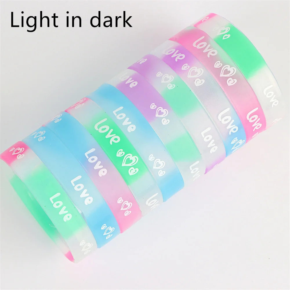 Peris Gems e / CHINA / 30pcs 10/20/30/50Pcs/Lot Fashion Simple Luminous Silicone Bracelet For Men Women Sports Love Mixed Style Jewelry Birthday Party Gifts SHEIN Amazon Temu