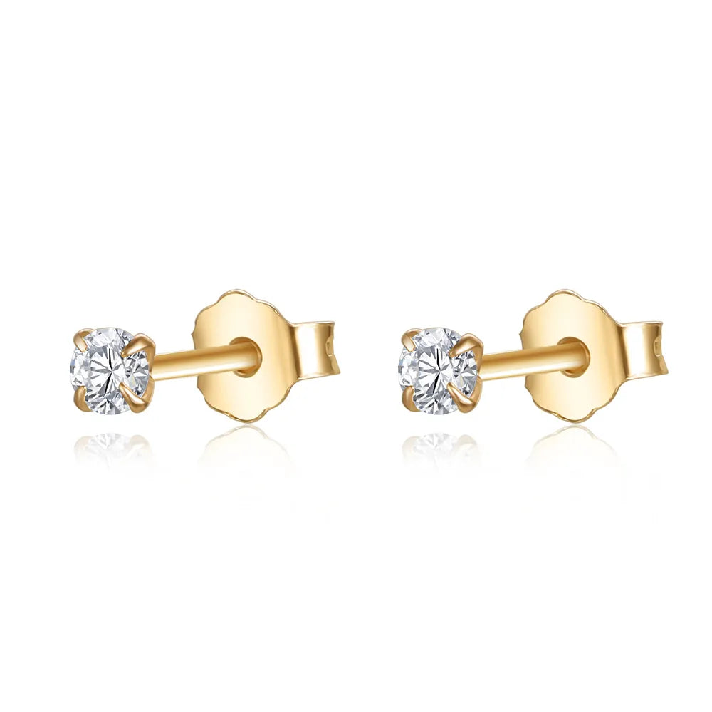 Peris Gems E2056G / 2mm 100% Real Sterling Silver 925 Fashion Stud Earrings Small Single Diamond Stud Wedding Engagement Jewelry Gift for Women Girls SHEIN Amazon Temu