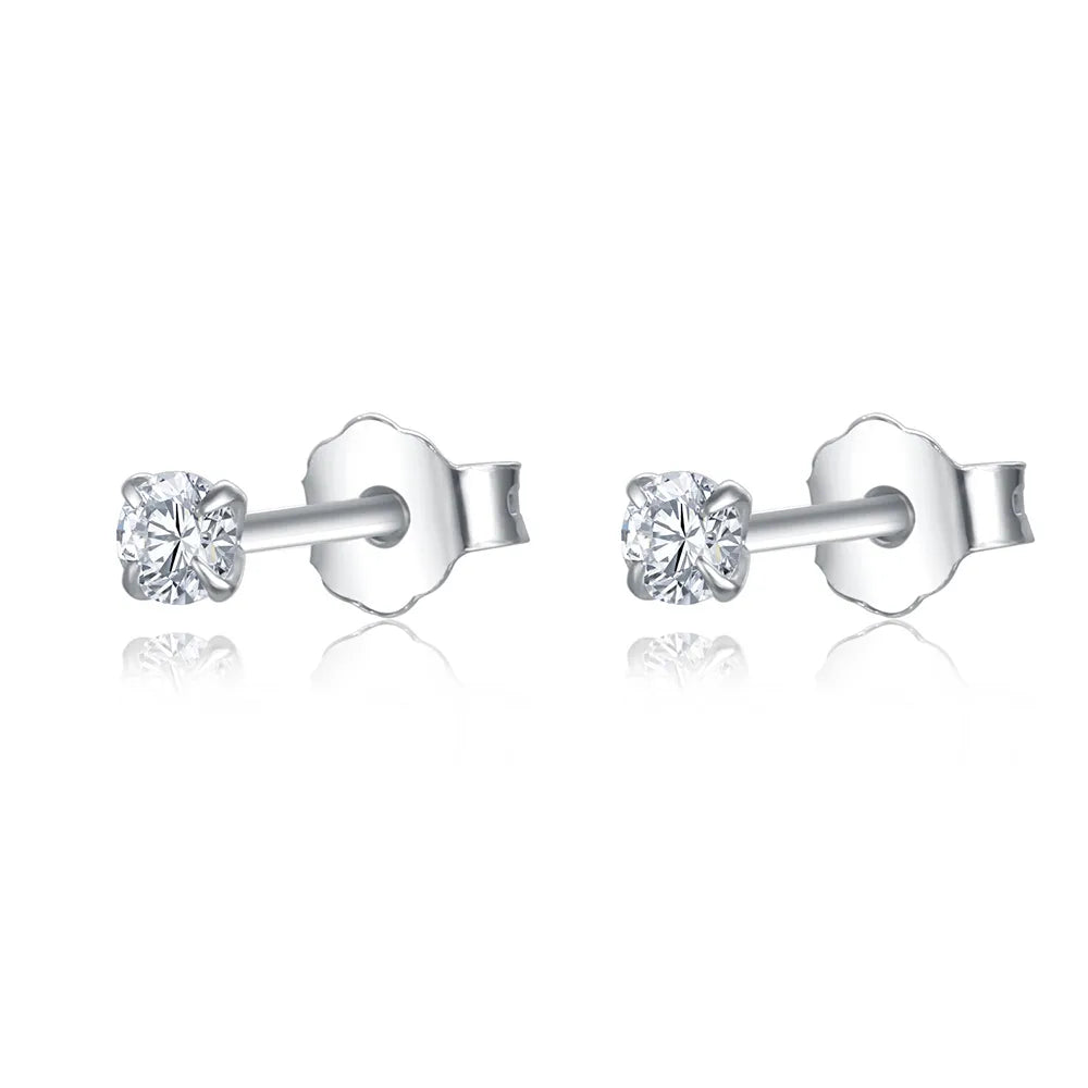 Peris Gems E2056S / 2mm 100% Real Sterling Silver 925 Fashion Stud Earrings Small Single Diamond Stud Wedding Engagement Jewelry Gift for Women Girls SHEIN Amazon Temu