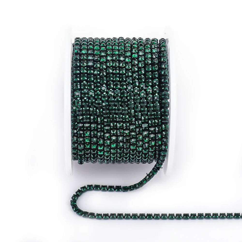Peris Gems Emerald / SS6--10Yards 10 Yards Glass crystal Strass Rhinestone Cup Chain Sew On Diamond Glue-On Close Chains Glitter Trim Cup Chain sew on Garment G12 SHEIN Amazon Temu