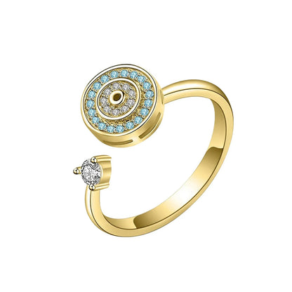 Peris Gems Evil Eye Gold Round / resizable 10mm Anxiety Rings For Women Y2k Jewelry Rings Butterfly Daisy Bead Anti Stress Fidget Spinner Rings For Teens 2024 Aesthetic SHEIN Amazon Temu