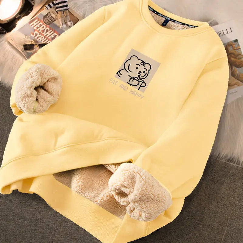 Peris Gems EVNISI Autumn Winter Women Lambswool Thicken Thermal Sweatshirts Printed Cute Fleece Warm Hoodies Women Casual Loose Sweatshirts SHEIN Amazon Temu