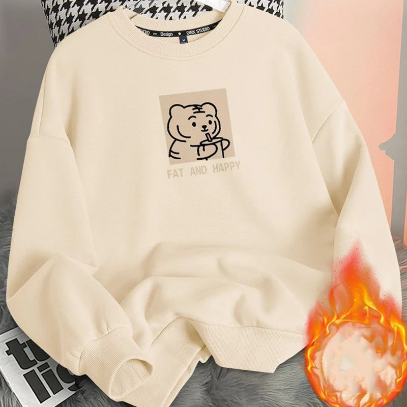 Peris Gems EVNISI Autumn Winter Women Lambswool Thicken Thermal Sweatshirts Printed Cute Fleece Warm Hoodies Women Casual Loose Sweatshirts SHEIN Amazon Temu
