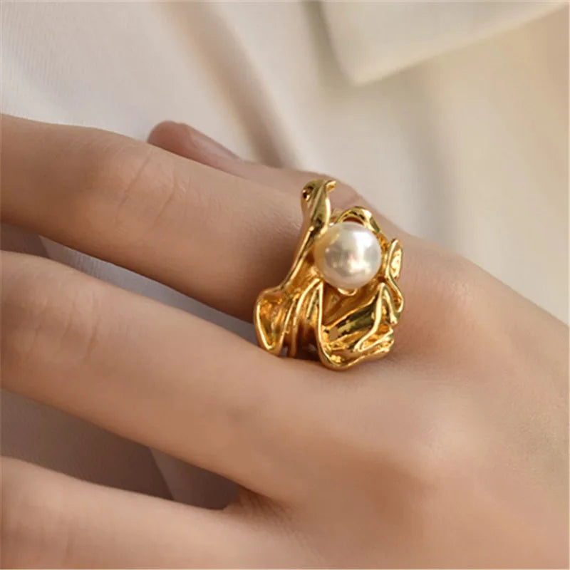 Peris Gems  Exquisite Golden Pearl Geometric Rings for Women SHEIN Amazon Temu