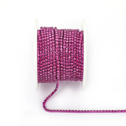 Peris Gems Fuchsia / SS6--10Yards 10 Yards Glass crystal Strass Rhinestone Cup Chain Sew On Diamond Glue-On Close Chains Glitter Trim Cup Chain sew on Garment G12 SHEIN Amazon Temu