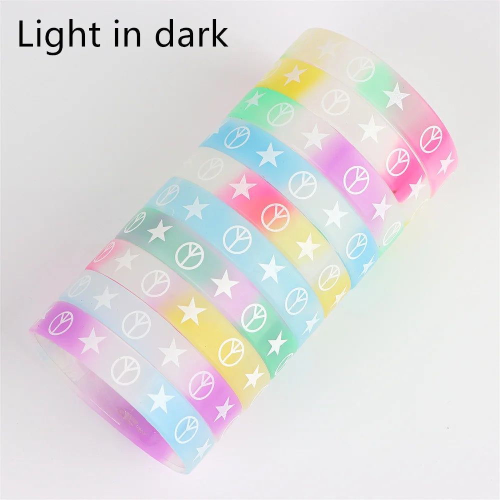 Peris Gems g / CHINA / 30pcs 10/20/30/50Pcs/Lot Fashion Simple Luminous Silicone Bracelet For Men Women Sports Love Mixed Style Jewelry Birthday Party Gifts SHEIN Amazon Temu
