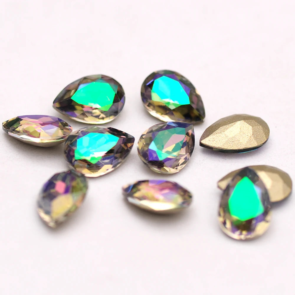 Peris Gems Ghost light 10pcs 6x8mm Pear Glitter Crystal Nail Charms Rhinestone Colorful 3D Jewelry Making Beads DIY Nail Art Accessories SHEIN Amazon Temu