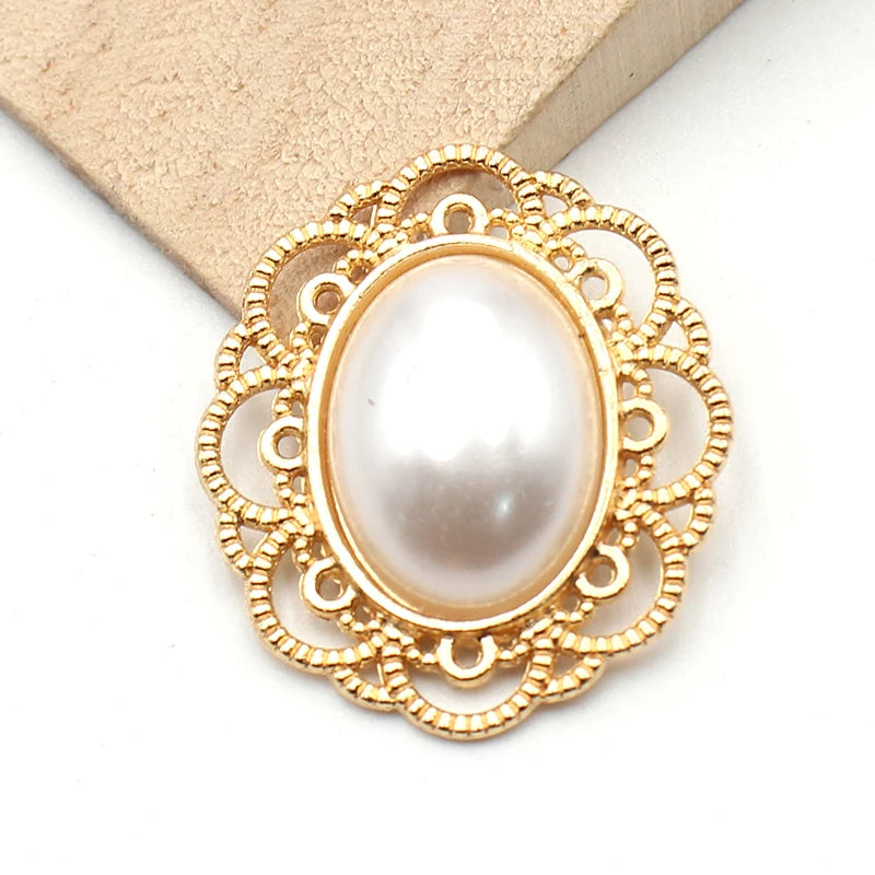 Peris Gems Gold 10Pcs 25 * 29MM Oval Retro Pearl Alloy Accessories Diy Wedding Dress Headwear Gift Box Decoration Accessories SHEIN Amazon Temu