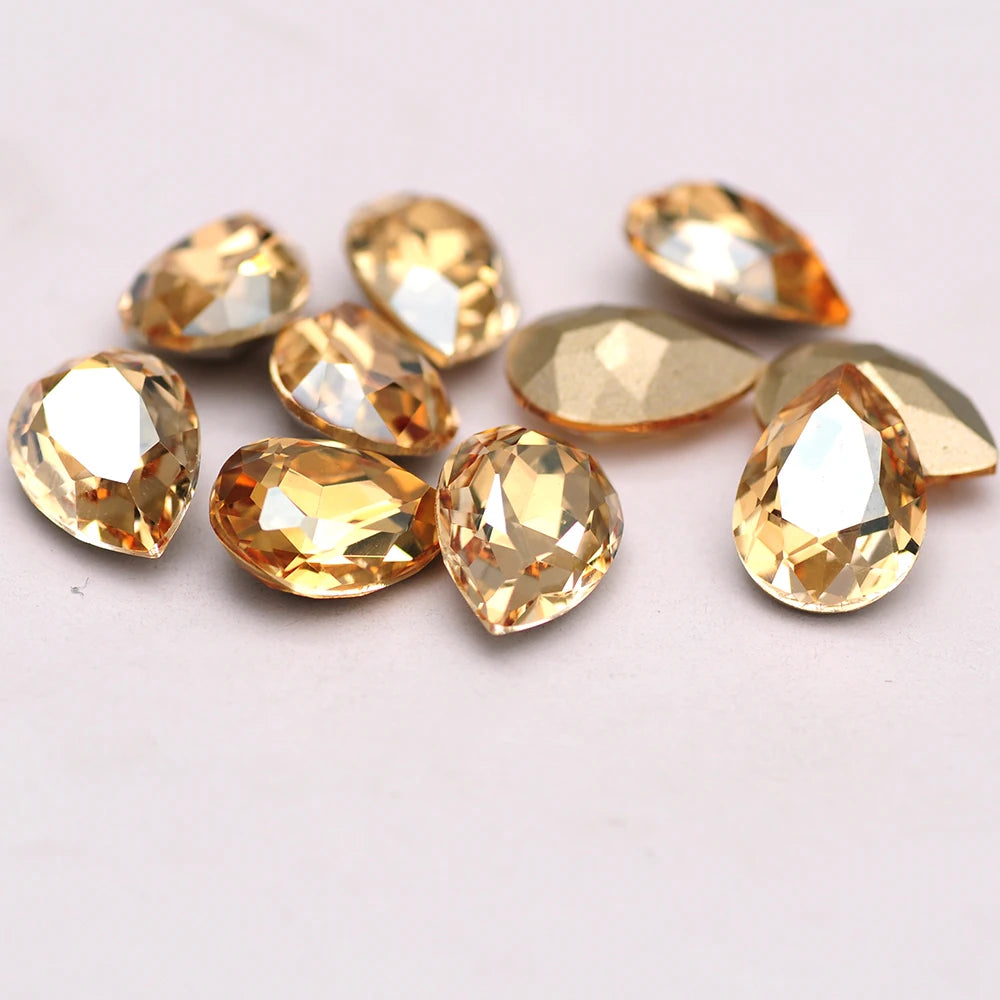 Peris Gems Gold 10pcs 6x8mm Pear Glitter Crystal Nail Charms Rhinestone Colorful 3D Jewelry Making Beads DIY Nail Art Accessories SHEIN Amazon Temu