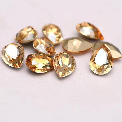 Peris Gems Gold 10pcs 6x8mm Pear Glitter Crystal Nail Charms Rhinestone Colorful 3D Jewelry Making Beads DIY Nail Art Accessories SHEIN Amazon Temu