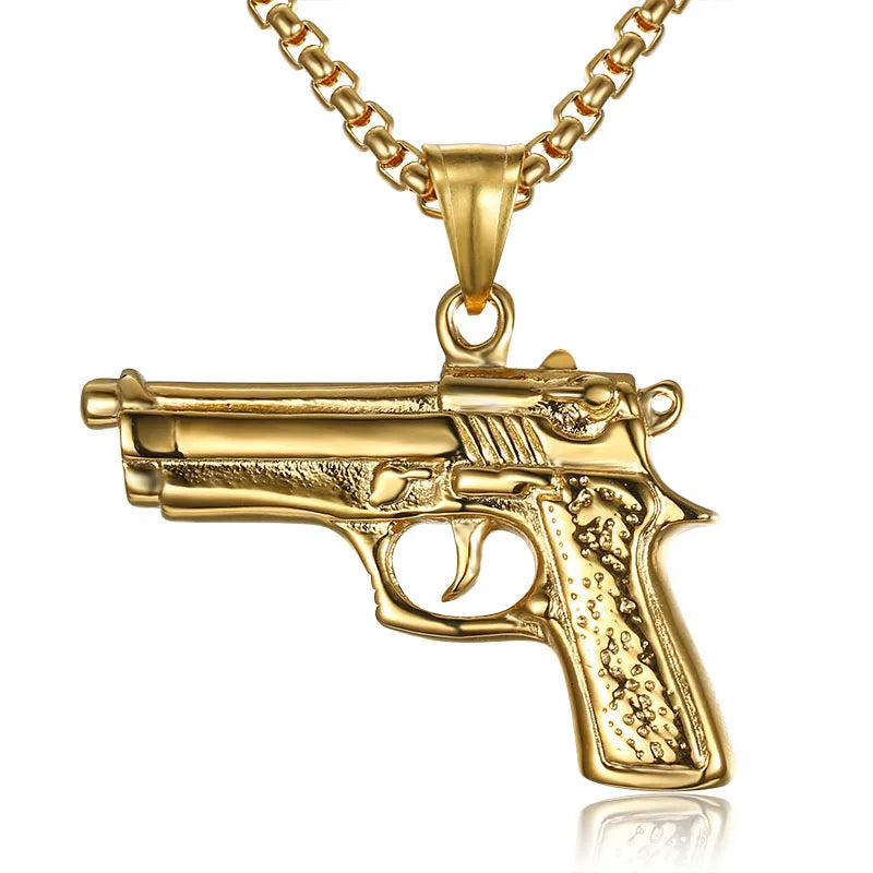 Peris Gems  gold / 60cm Hip Hop Style Pistol Gun Stainless Necklaces for Men SHEIN Amazon Temu