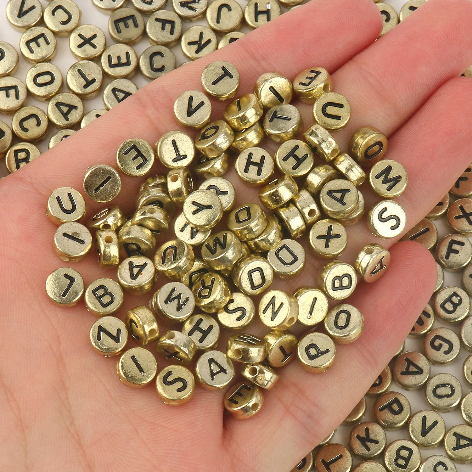 Peris Gems gold black / 100pcs 100/200pcs Letter Beads White Black Round Gold Silver Color Acrylic Alphabet Beads for Jewelry Bracelet Necklace Key Chain DIY SHEIN Amazon Temu