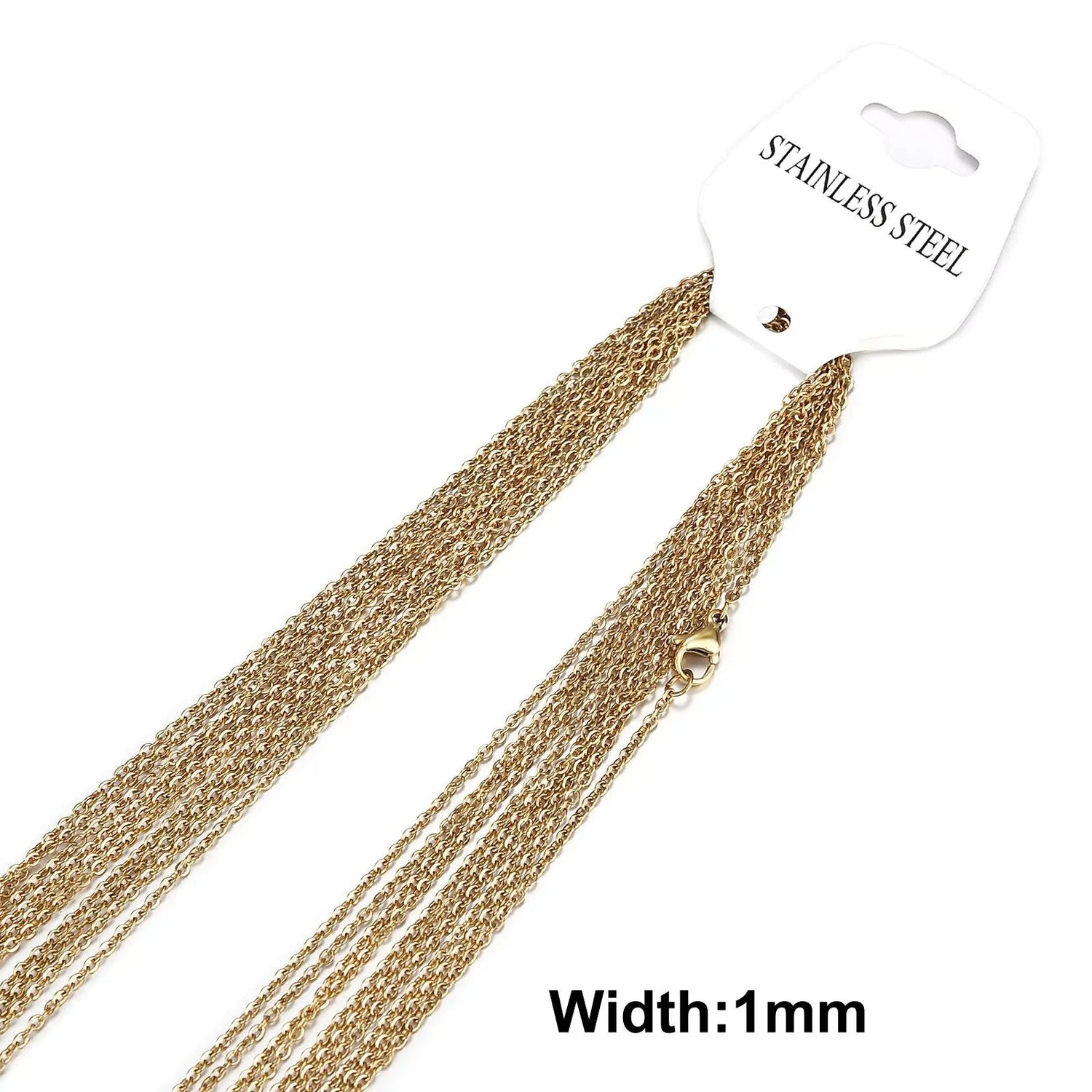 Peris Gems Gold Color-1mm / 50cm 10pcs Gold Color Stainless Steel Link 45/50/55/60CM Bulk Necklace Chains Jewelry Cuban Chains Wholesale Chain Chokers DIY Crafts SHEIN Amazon Temu