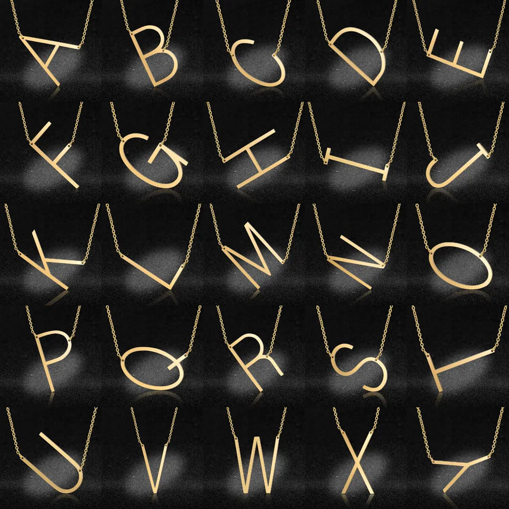 Peris Gems Gold Color / A 100% Stainless Steel Initial Letter Name Pendant Necklace for Women Waterproof Non-Tarnish Alphabet A-Z 26 Letter Necklaces SHEIN Amazon Temu