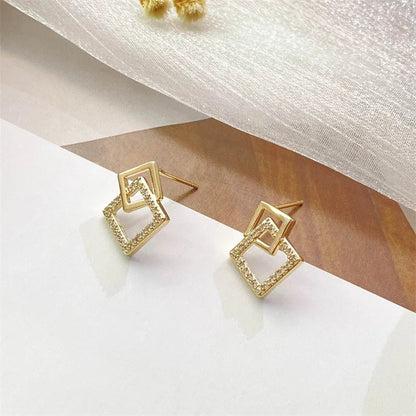 Peris Gems  Gold Korean Geometric Double Layers Rhombus Earrings for Women SHEIN Amazon Temu
