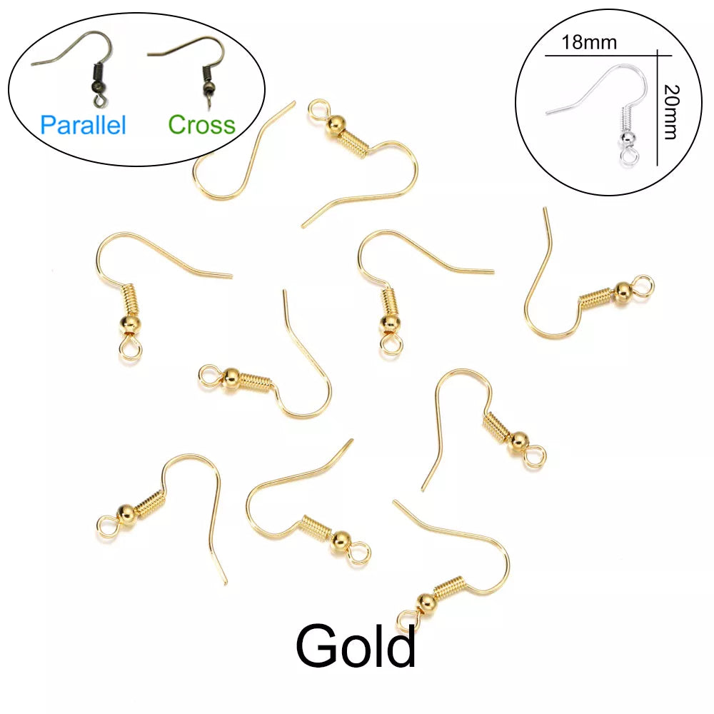 Peris Gems Gold / Parallel 100pcs/lot 20*17mm 10 Color Iron Bead Charms Earring Wires With Ear Hook Earrings Clasp Findings Supplies For Jewelry Making DIY SHEIN Amazon Temu