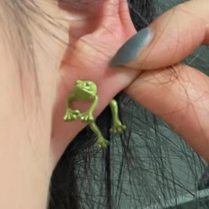 Peris Gems Gothic Green Frog Earrings For Women Girls Fashion Vintage Piercing Ear Studs Aesthetics Y2k Jewelry Accessories Wholesale SHEIN Amazon Temu