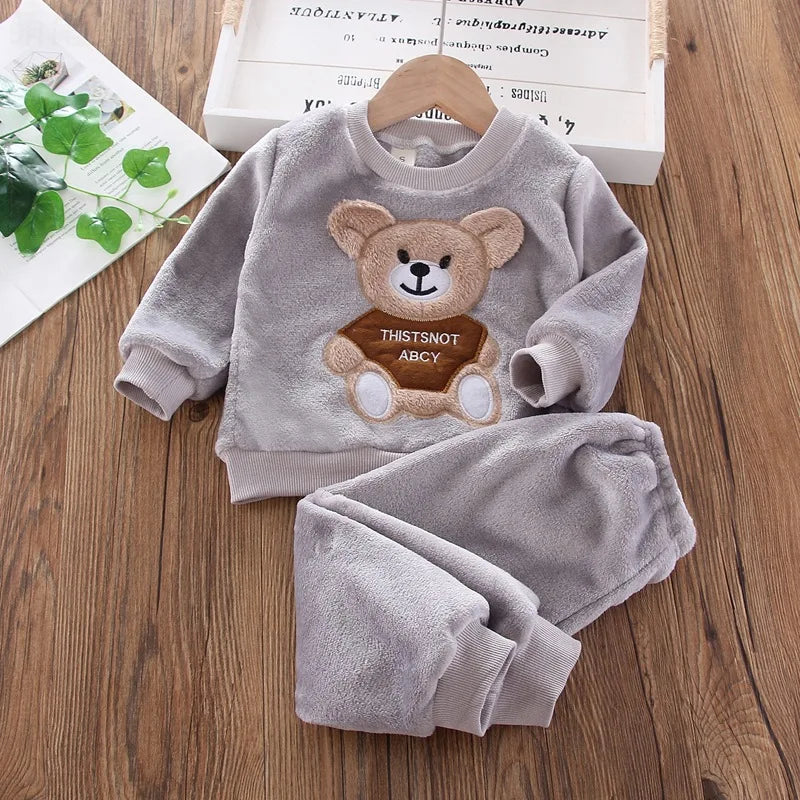 Peris Gems  Gray / 3T Kids 2pc Light Brown Teddy Bear Sweatshirt and Pants Set SHEIN Amazon Temu