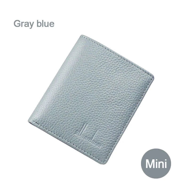 Peris Gems  Gray blue 100% Genuine Leather Small Mini Ultra-thin Wallets men Compact wallet Handmade wallet Cowhide Card Holder Short Design purse New SHEIN Amazon Temu