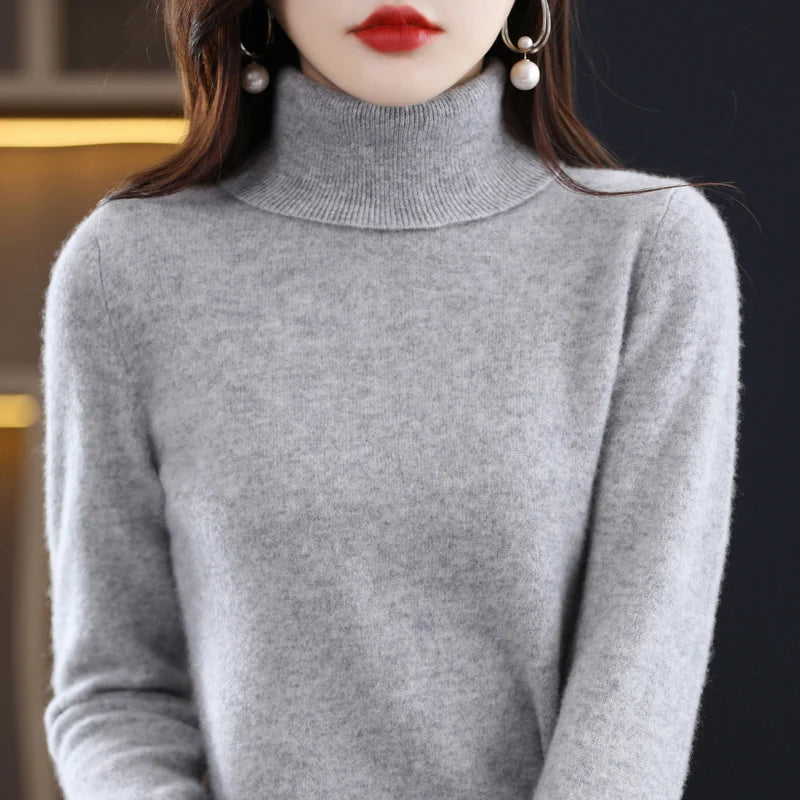 Peris Gems  GRAY / S High-Collared Cashmere Wool Warm Sweaters for Women SHEIN Amazon Temu