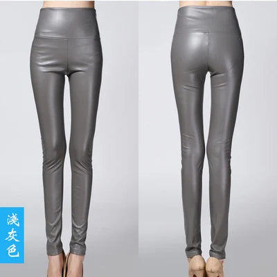 Peris Gems  Gray / S Warm High Waisted Stretchy Pencil PU Leather Leggings for Women Warm High Waist Stretchy PU Leather Leggings for Women SHEIN Amazon Temu