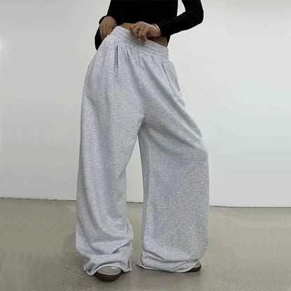 Peris Gems GRAY / XL 100% Cotton Loose Wide Leg Pants Women Fall Fashion Japanese High Waist Drawstring Casual Sweatpants Y2K Hip Hop Streetwear New SHEIN Amazon Temu