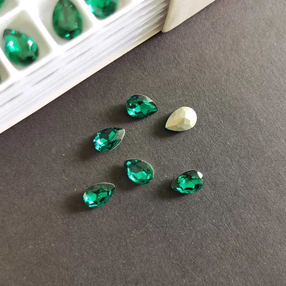 Peris Gems Green 10pcs 6x8mm Pear Glitter Crystal Nail Charms Rhinestone Colorful 3D Jewelry Making Beads DIY Nail Art Accessories SHEIN Amazon Temu