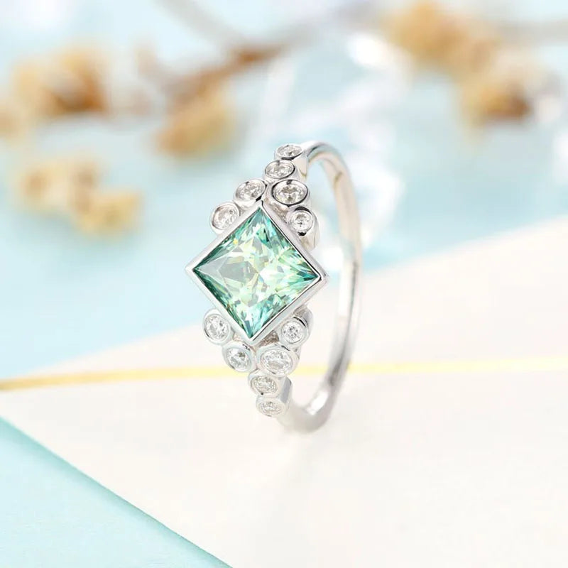 Peris Gems  Green 1ct 6MM Princess Cut Moissanite Rings for Women SHEIN Amazon Temu