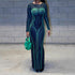 Peris Gems  Green / S Long Sleeve Green X-Ray Bodycon Long Dress for Women SHEIN Amazon Temu