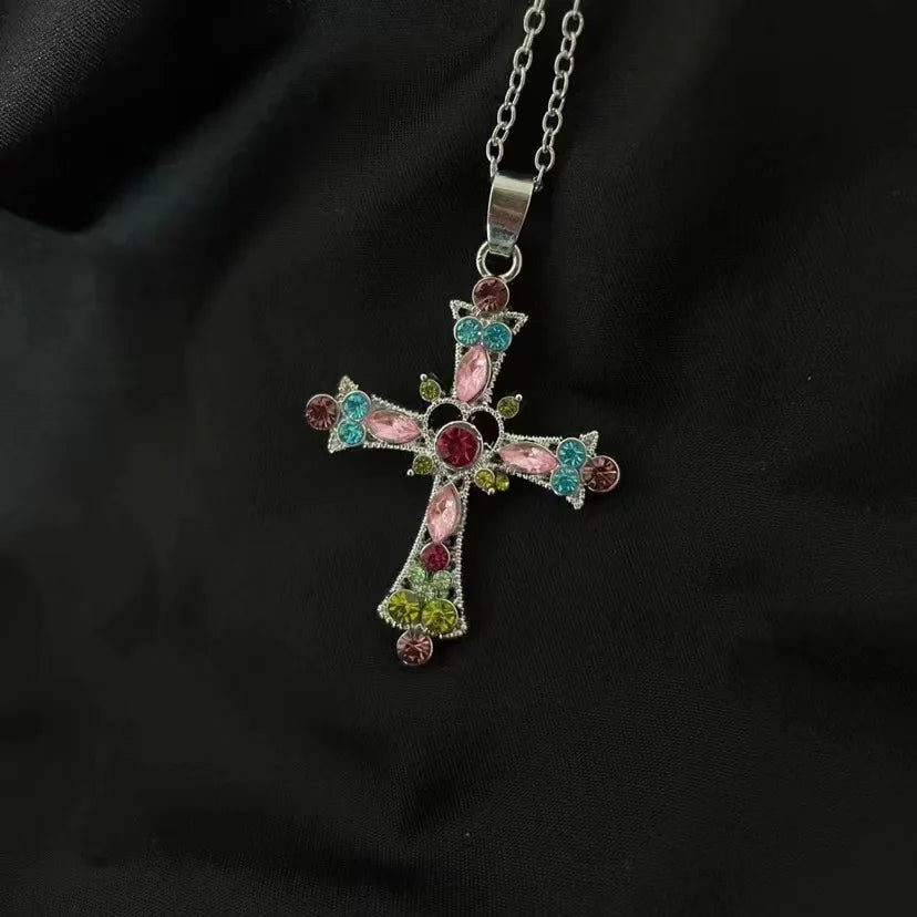 Peris Gems green Sweet Cool Wind Spicy Girl Cross Necklace Female Heavy Set Diamond Gothic Europe The United States Y2k Necklace Design Sweet Cool Wind Spicy Girl Cross Necklace Female Heavy Set Diamond Gothic Europe The United States Y2k Necklace Design SHEIN Amazon Temu