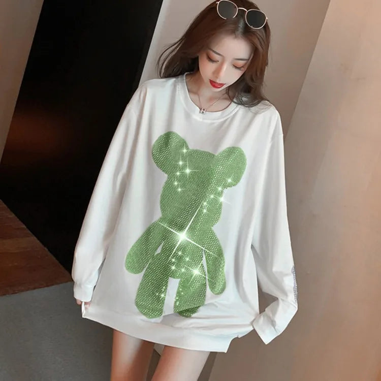 Peris Gems  Green thin / M Kawaii Cartoon Gummy Bear Graphic Sweatshirts for Women SHEIN Amazon Temu