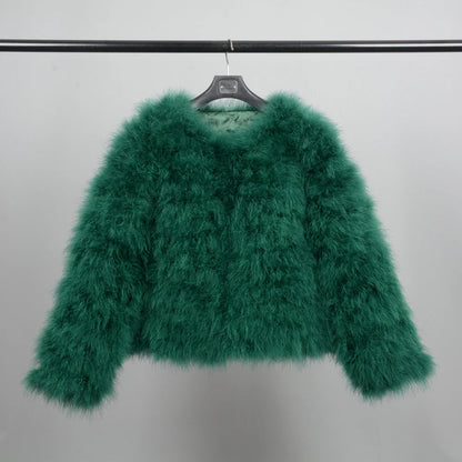 Peris Gems  Green / XS Coat Bust 88cm Thick Fluffy Feather Winter Coat Jackets for Women SHEIN Amazon Temu