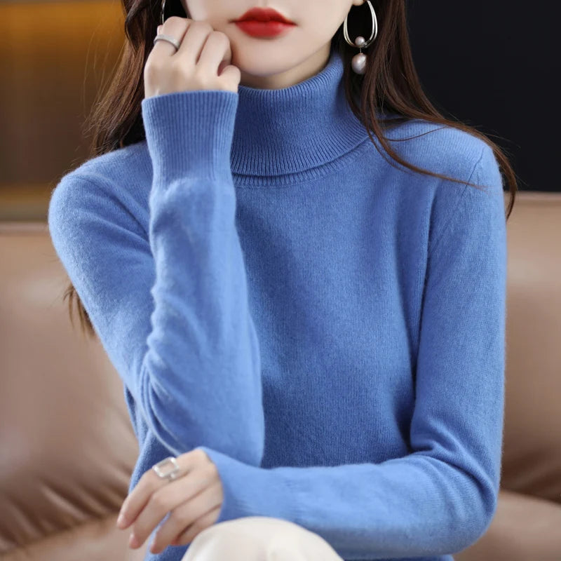 Peris Gems  haze blue / S High-Collared Cashmere Wool Warm Sweaters for Women SHEIN Amazon Temu