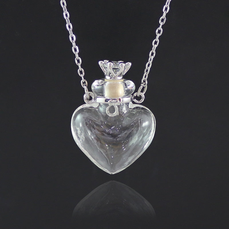 Peris Gems  Heart Glass Heart Vial Cremation Pendant Necklace - Ash Case Holder Memorial Necklace SHEIN Amazon Temu