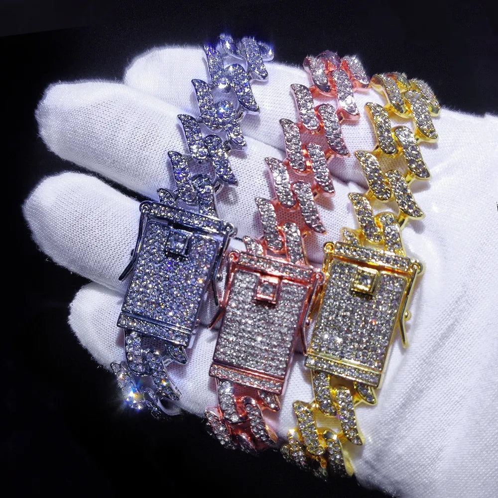 Peris Gems  High Fasion 16mm Full Diamond Cuban Link Bracelet SHEIN Amazon Temu