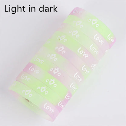 Peris Gems i / CHINA / 30pcs 10/20/30/50Pcs/Lot Fashion Simple Luminous Silicone Bracelet For Men Women Sports Love Mixed Style Jewelry Birthday Party Gifts SHEIN Amazon Temu