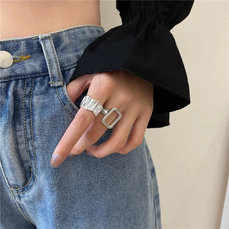 Peris Gems  Irregular Hollow Rectangle Shaped Rings Set for Women SHEIN Amazon Temu