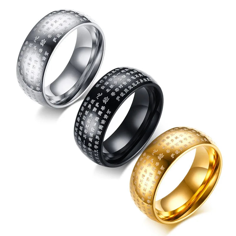 Peris Gems  Japanese Inscription Stainless Sutra Rings for Men SHEIN Amazon Temu