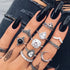 Peris Gems JZ-2128 10 Pcs/Set Sweet Crystal Leaf Flower Moon Star Opening Heart Rings for Women Fashion Geometric Gold Imitation Pearl Ring Jewelry SHEIN Amazon Temu