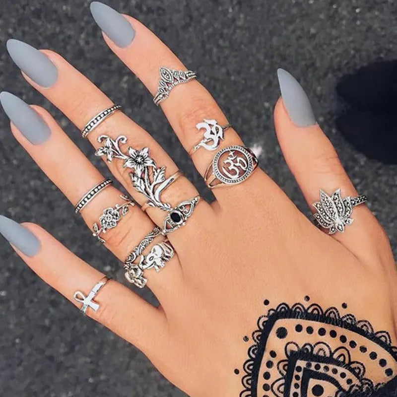 Peris Gems JZ-2152 10 Pcs/Set Sweet Crystal Leaf Flower Moon Star Opening Heart Rings for Women Fashion Geometric Gold Imitation Pearl Ring Jewelry SHEIN Amazon Temu