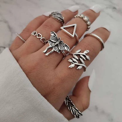 Peris Gems JZ-2438 10 Pcs/Set Sweet Crystal Leaf Flower Moon Star Opening Heart Rings for Women Fashion Geometric Gold Imitation Pearl Ring Jewelry SHEIN Amazon Temu