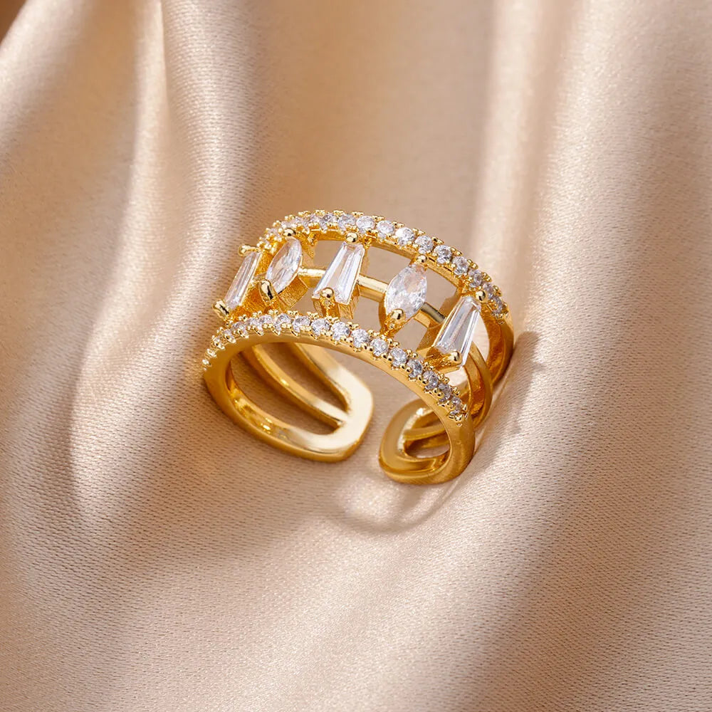 Peris Gems  JZ4349G / Resizable Classic Intertwined Cuban Chain Rings for Women SHEIN Amazon Temu