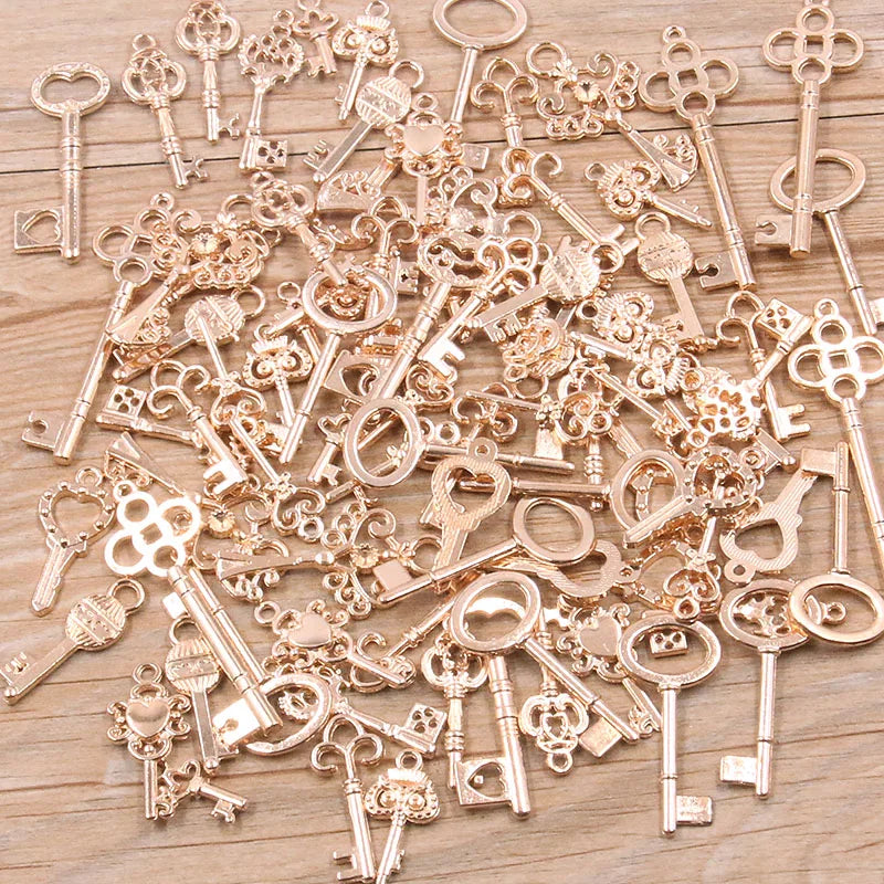Peris Gems KC gold / 30g 100g 50g 30g Mixed Key Charms 6 Color Bracelets Necklace Craft Metal Pendant For Jewelry Making DIY Supplies Wholesale SHEIN Amazon Temu