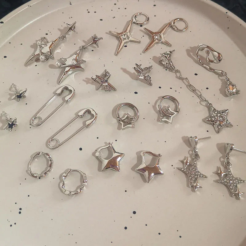 Peris Gems Korea Simple Black Star Pentagram Crystal Earrings Hip Hop Y2K Wholesale Jewelry Trends Trending SHEIN Amazon Temu