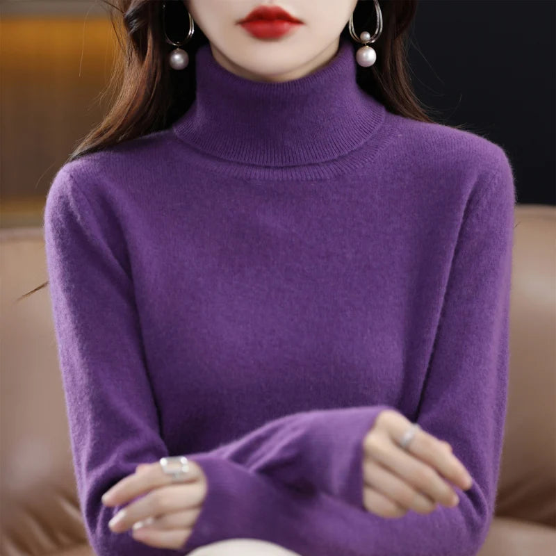 Peris Gems  Lavender / S High-Collared Cashmere Wool Warm Sweaters for Women SHEIN Amazon Temu