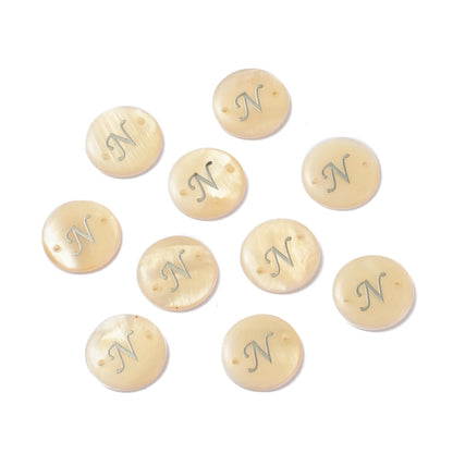 Peris Gems Letter.N 10pcs Freshwater Shell Links Connectors Flat Round Golden  16x4mm For DIY Jewelry Accessories Making Handicrafts Supplies 10pcs Freshwater Shell Links Connectors Flat Round Golden  16x4mm For DIY Jewelry Accessories Making Handicrafts Supplies SHEIN Amazon Temu