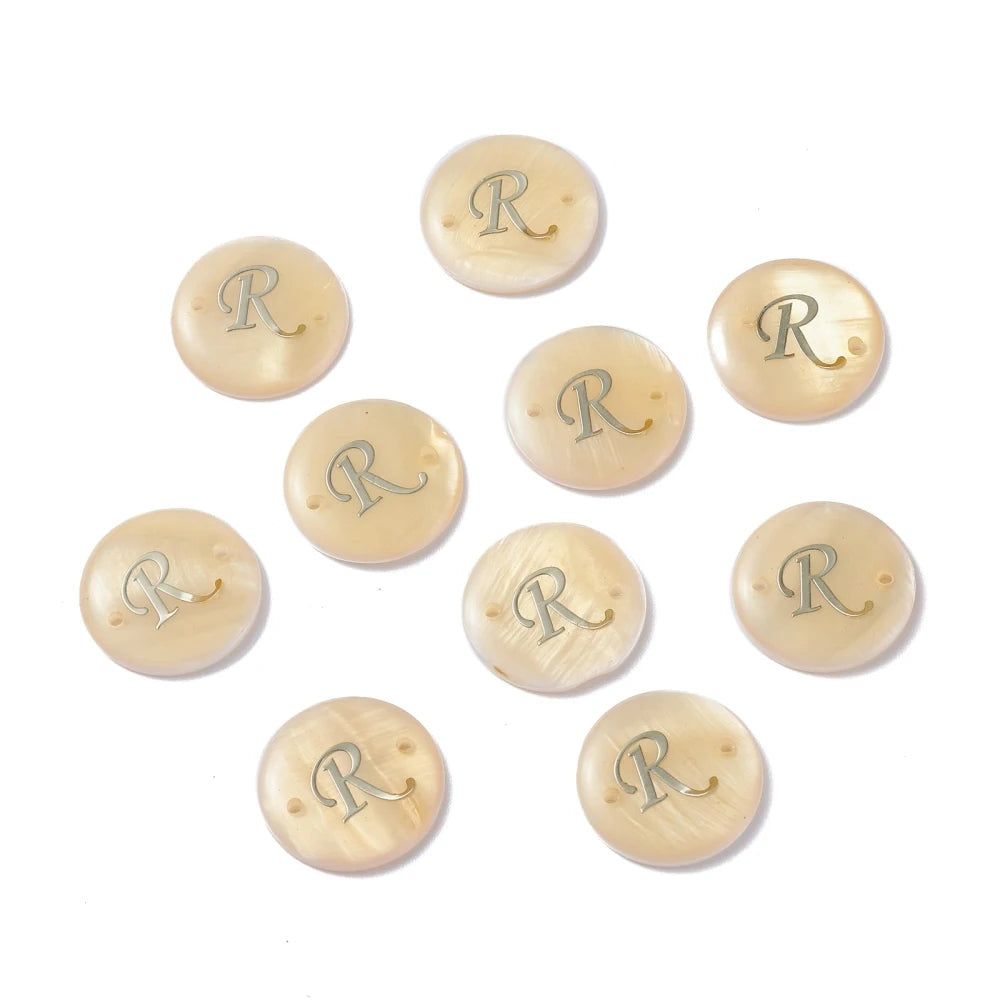 Peris Gems Letter.R 1 10pcs Freshwater Shell Links Connectors Flat Round Golden  16x4mm For DIY Jewelry Accessories Making Handicrafts Supplies 10pcs Freshwater Shell Links Connectors Flat Round Golden  16x4mm For DIY Jewelry Accessories Making Handicrafts Supplies SHEIN Amazon Temu