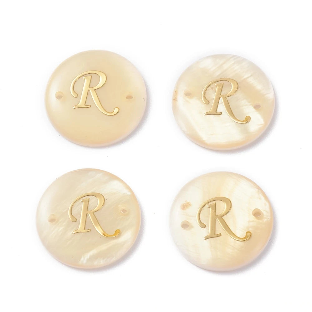 Peris Gems Letter.R 10pcs Freshwater Shell Links Connectors Flat Round Golden  16x4mm For DIY Jewelry Accessories Making Handicrafts Supplies 10pcs Freshwater Shell Links Connectors Flat Round Golden  16x4mm For DIY Jewelry Accessories Making Handicrafts Supplies SHEIN Amazon Temu