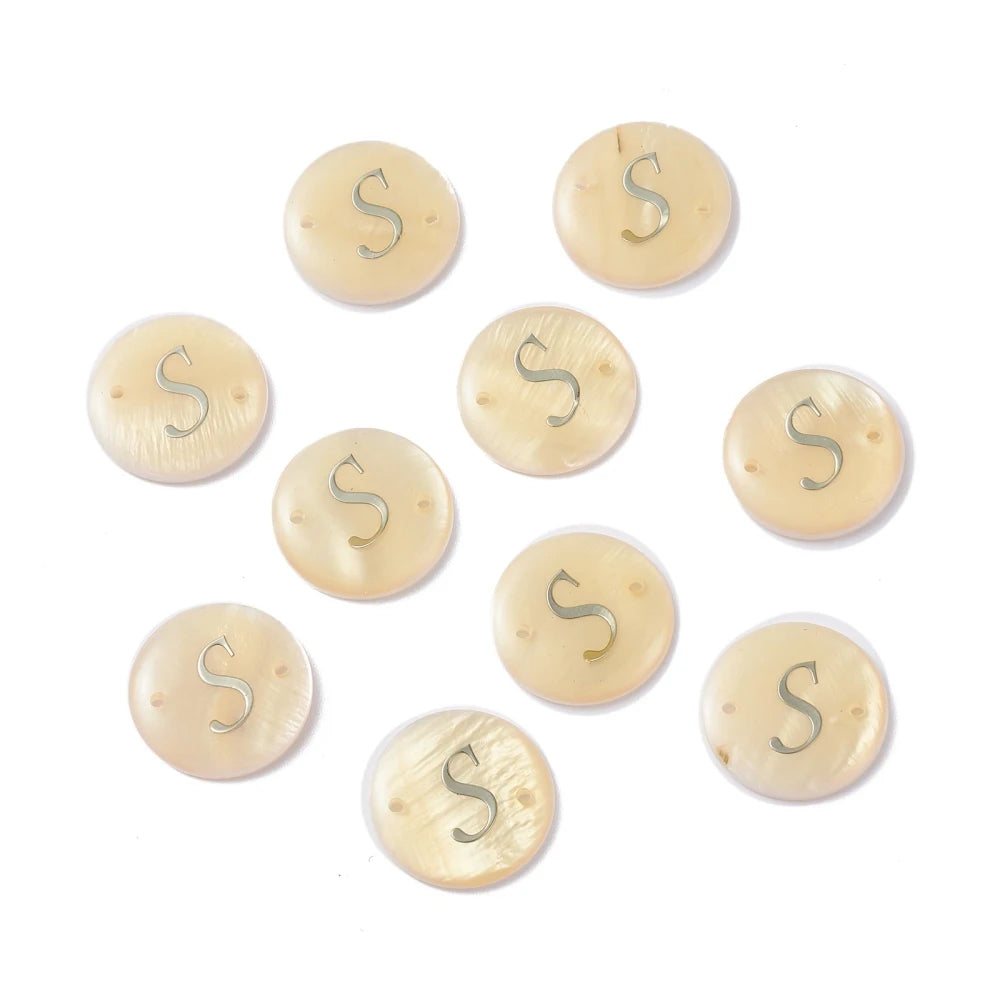 Peris Gems Letter.S 1 10pcs Freshwater Shell Links Connectors Flat Round Golden  16x4mm For DIY Jewelry Accessories Making Handicrafts Supplies 10pcs Freshwater Shell Links Connectors Flat Round Golden  16x4mm For DIY Jewelry Accessories Making Handicrafts Supplies SHEIN Amazon Temu