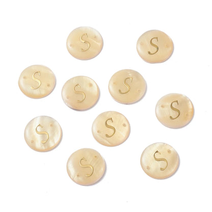 Peris Gems Letter.S 10pcs Freshwater Shell Links Connectors Flat Round Golden  16x4mm For DIY Jewelry Accessories Making Handicrafts Supplies 10pcs Freshwater Shell Links Connectors Flat Round Golden  16x4mm For DIY Jewelry Accessories Making Handicrafts Supplies SHEIN Amazon Temu